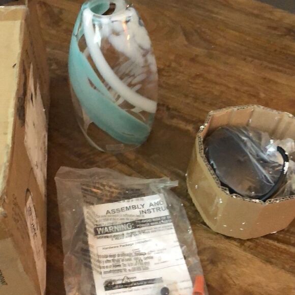 VAXCEL Milano Bronze Mini Pendant Ceiling Light Blue Glass - Picture 5 of 7